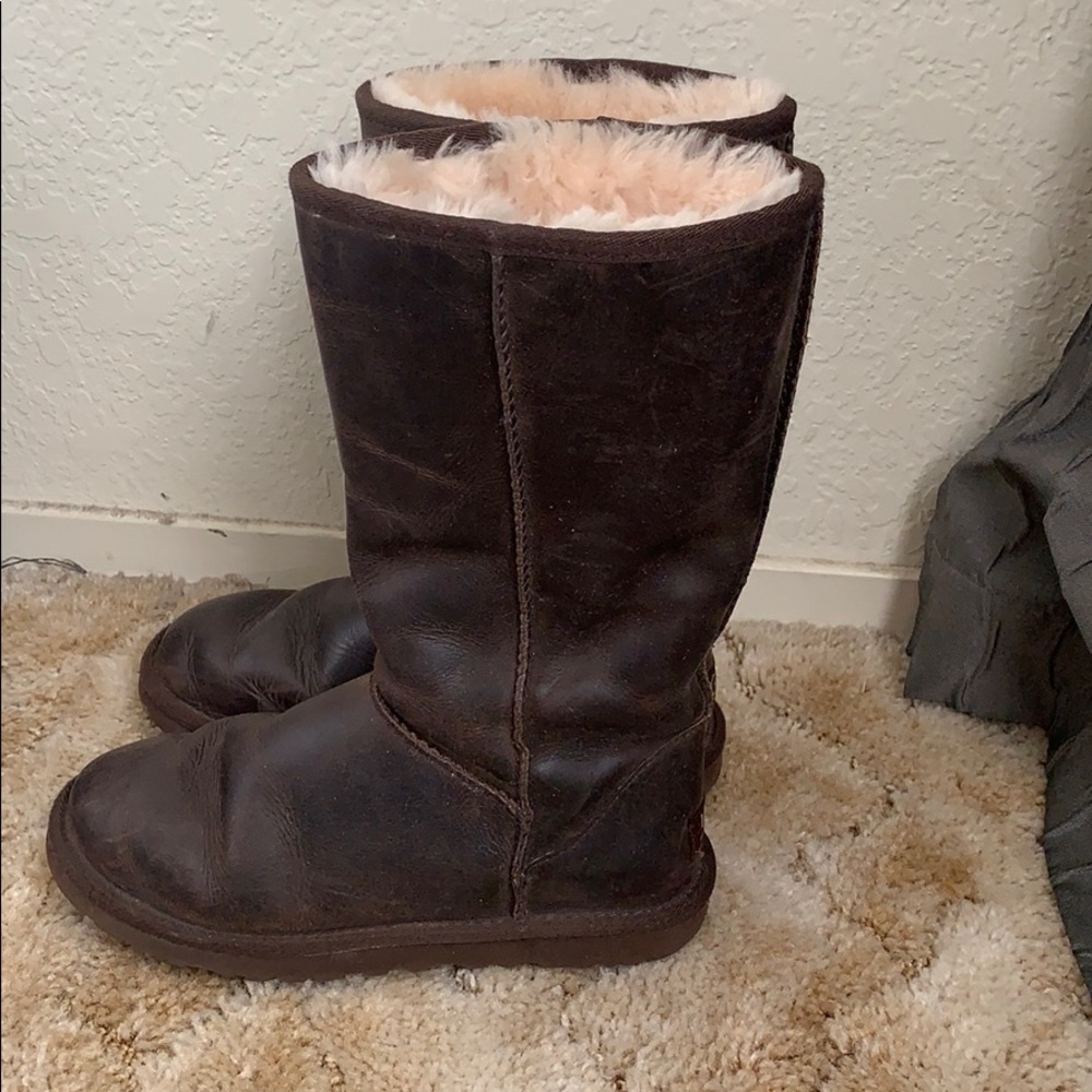 Brown leather ugh boots